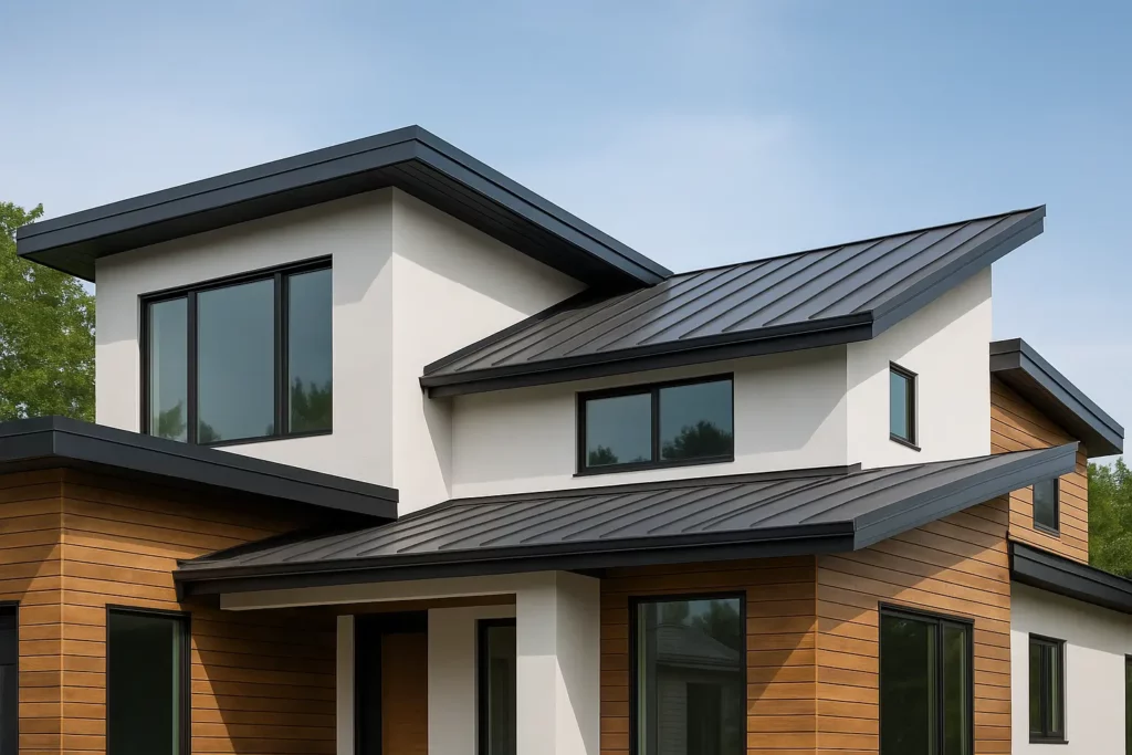 combination roof on modern house