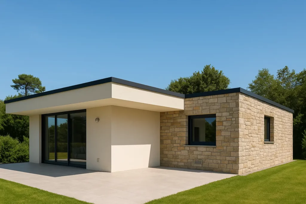 Flat roof on modern house